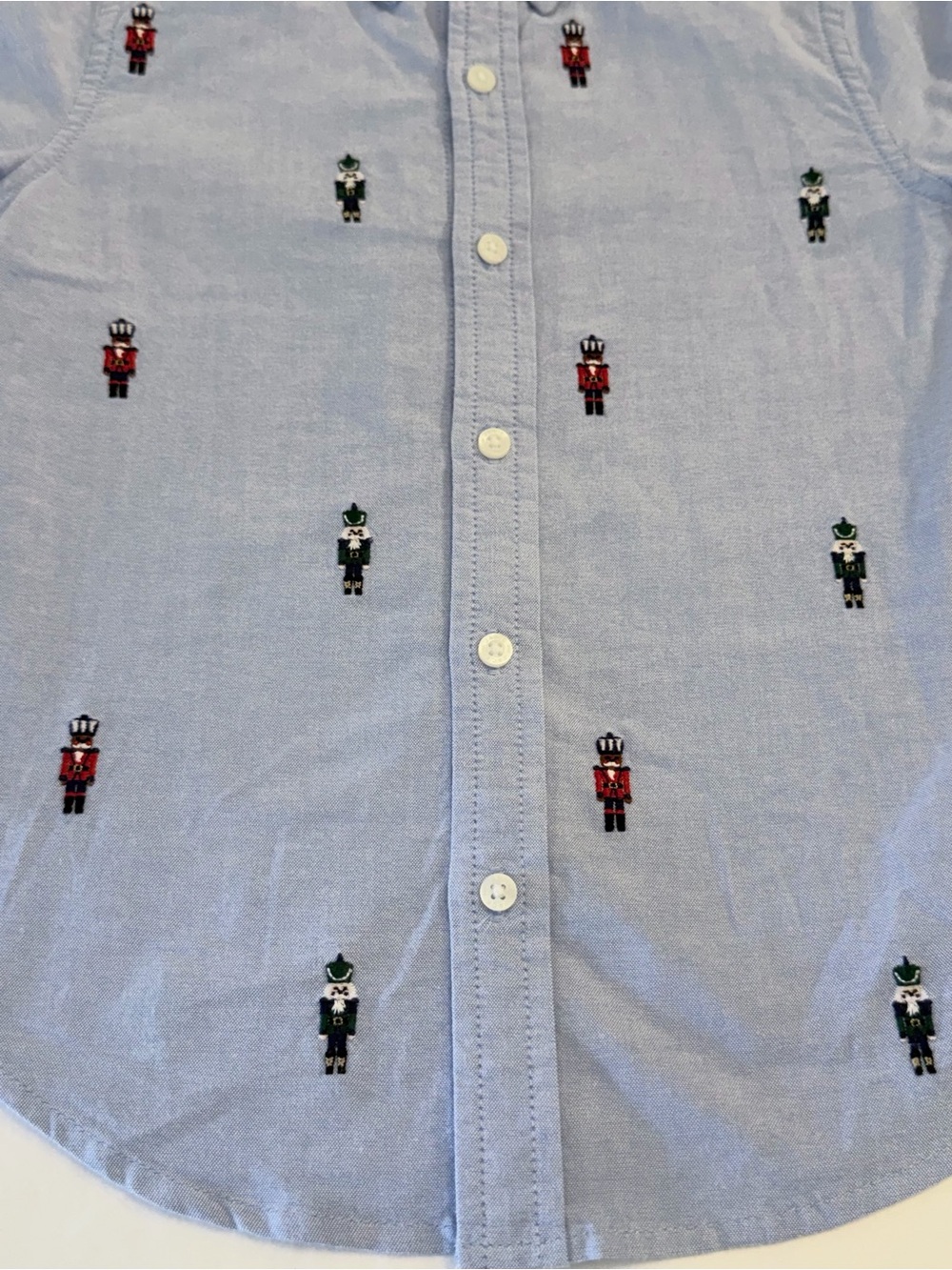 Janie and Jack Boys Blue Oxford Button-Down with Embroidered Nutcrackers Size 5 - Picture 4 of 12